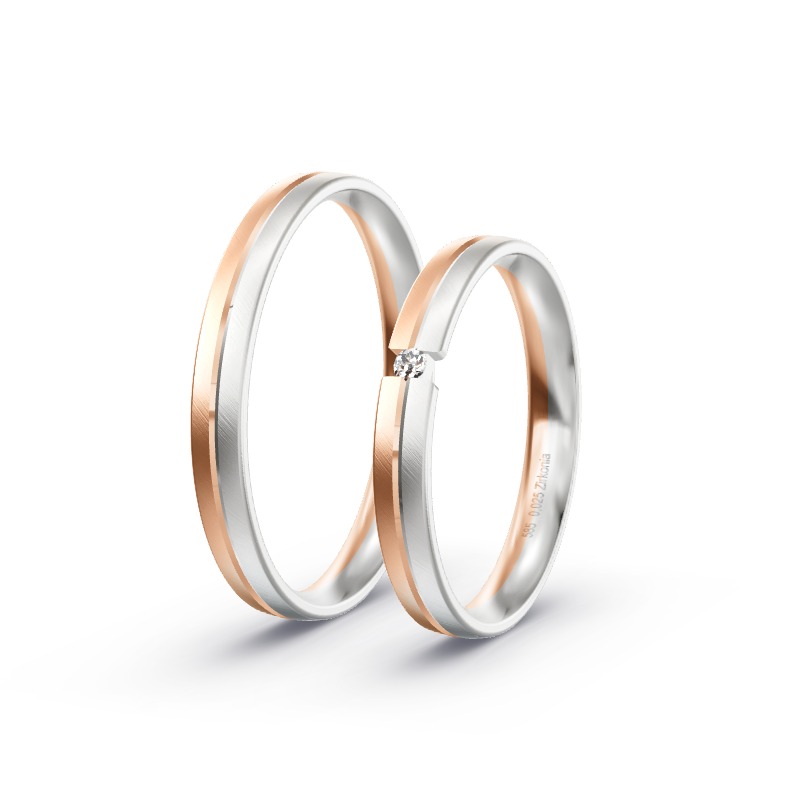 2 Eheringe / Partnerringe 585 Gold BiColor - Modell 2369 Oettingen