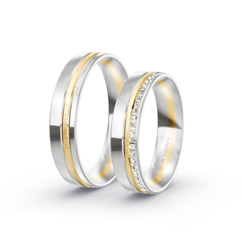 2 Eheringe / Partnerringe 585 Gold BiColor - Modell 2325 Lohfelden