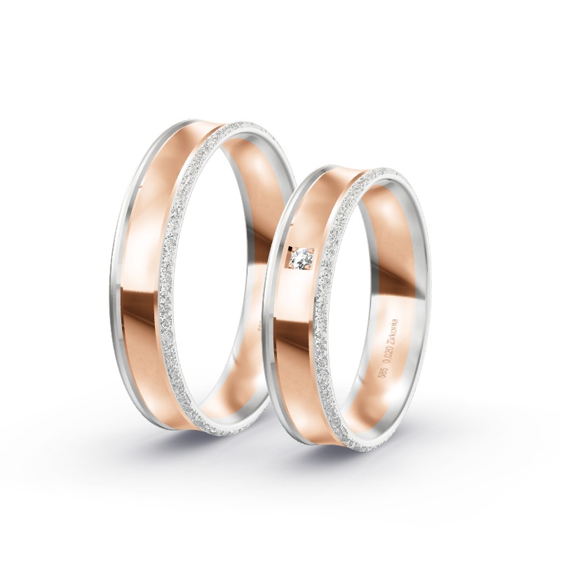 2 Eheringe / Partnerringe 585 Gold BiColor - Modell 2358 Thurnau