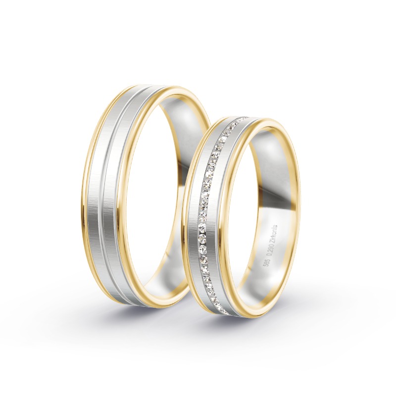 2 Eheringe / Partnerringe 585 Gold BiColor - Modell 2314 Mindelheim