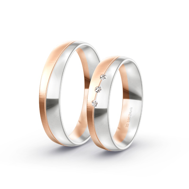 2 Eheringe / Partnerringe BiColor Modell 1946 Interlaken