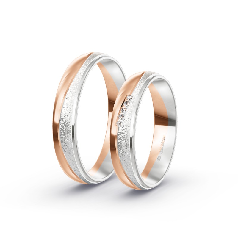 2 Eheringe / Partnerringe 585 Gold BiColor - Modell 2444 Wiedemar