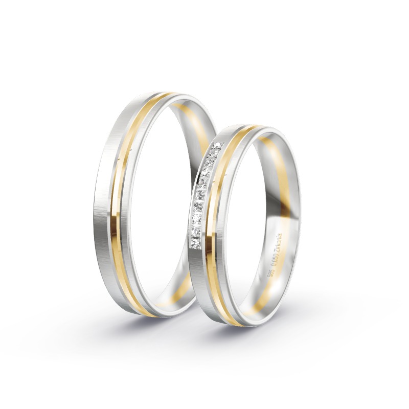 2 Eheringe / Partnerringe BiColor - Modell 2328 Steinheim