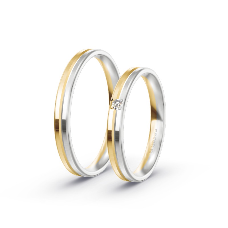 2 Eheringe / Partnerringe 585 Gold BiColor - Modell 2315 Gilching
