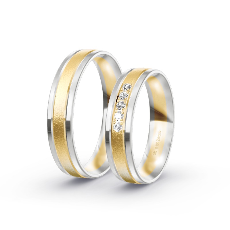 2 Eheringe / Partnerringe 585 Gold BiColor - Modell 2337 Himmelpforten