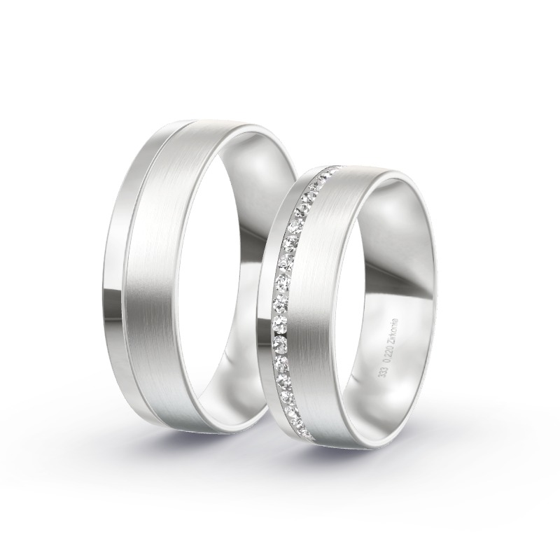 2 Eheringe / Partnerringe Weißgold - Modell 1737 Aying