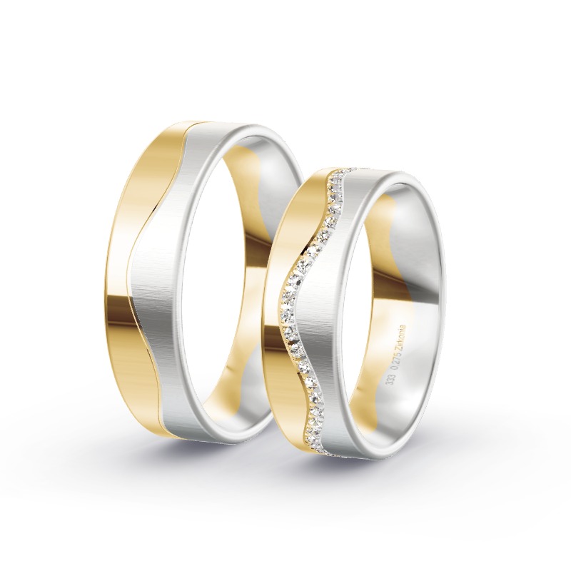 2 Trauringe / Eheringe BiColor - Modell 1520 Fehmarn