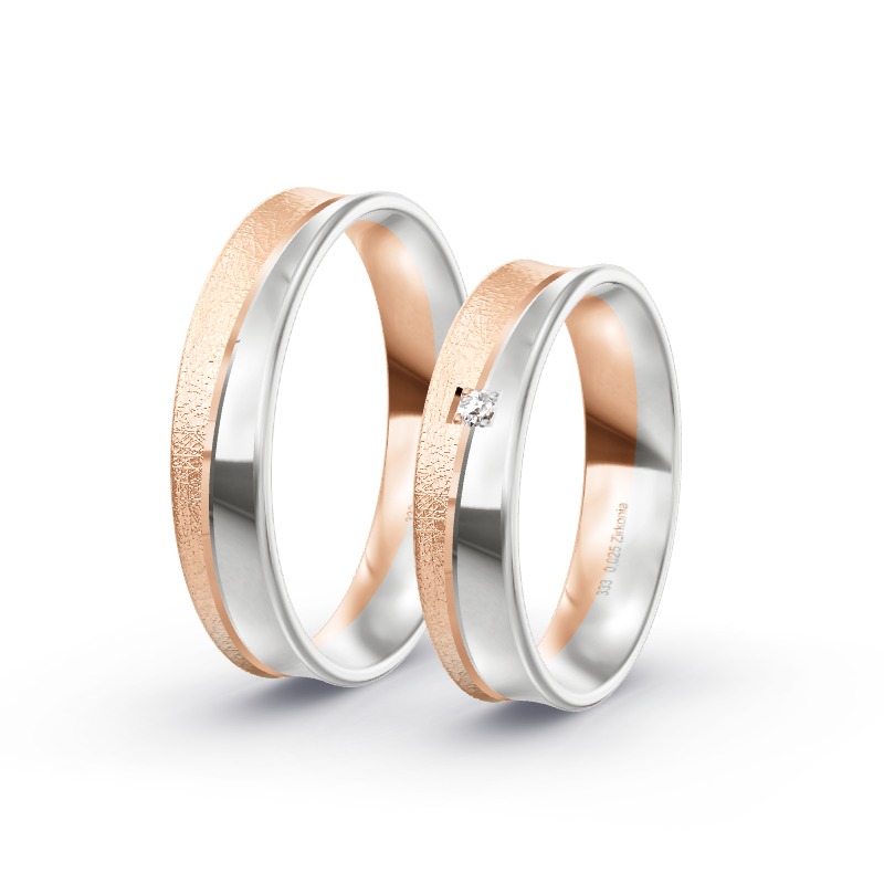 2 Eheringe / Partnerringe BiColor - Modell 2432 Schermbeck