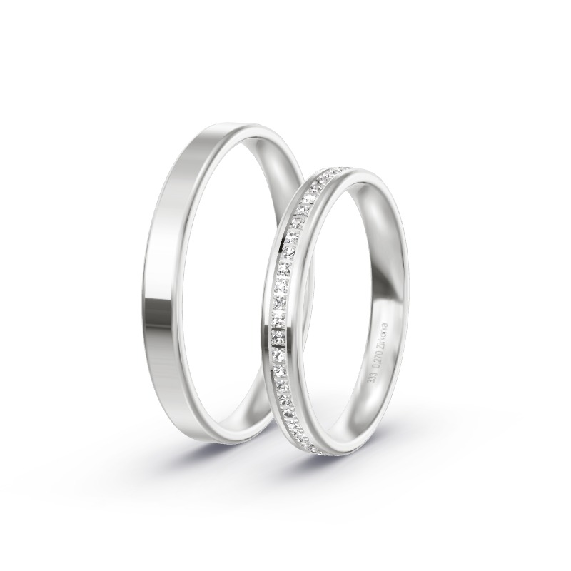 2 Eheringe / Partnerringe Weißgold Modell 2466 Pocking
