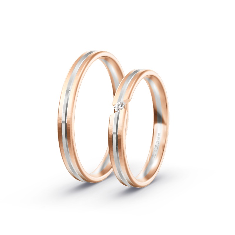 2 Eheringe / Partnerringe BiColor - Modell 2410 Niederhausen