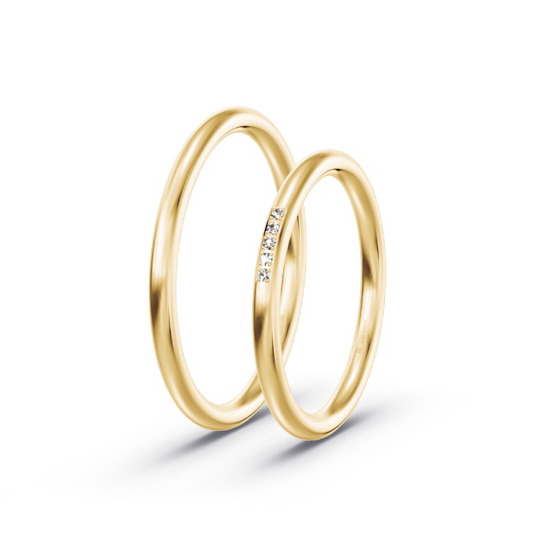 2 Eheringe / Partnerringe Gelbgold Modell 2102 Hemslingen