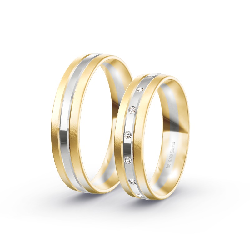 2 Eheringe / Partnerringe 585 Gold BiColor - Modell 2334 Rotenburg