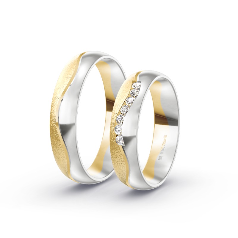 2 Eheringe 585 Gold BiColor - Modell 2298 Schkeuditz