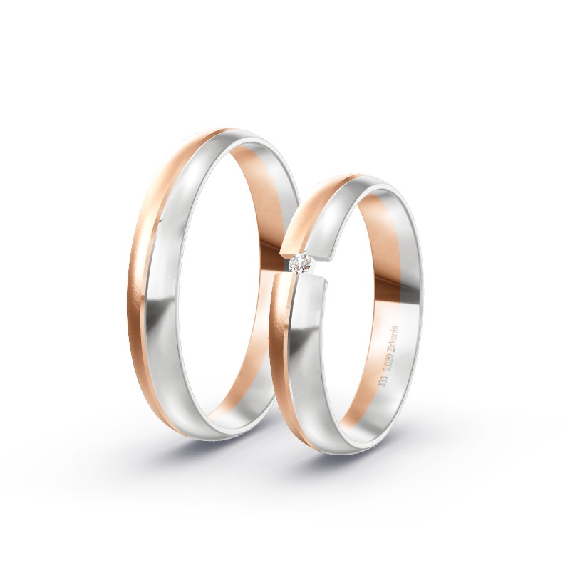 2 Eheringe / Partnerringe BiColor - Modell 2406 Mutterstadt