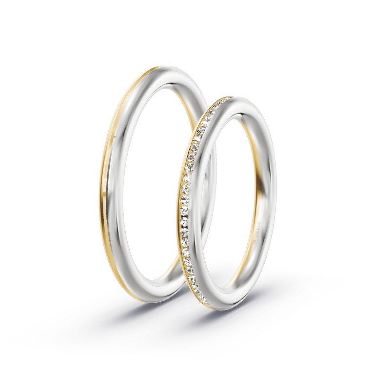 2 Eheringe / Partnerringe BiColor - Modell 2148 Warburg