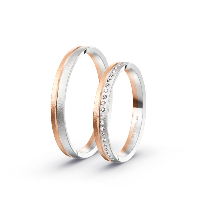 2 Eheringe / Partnerringe 585 Gold BiColor - Modell 2447 Schwabhausen