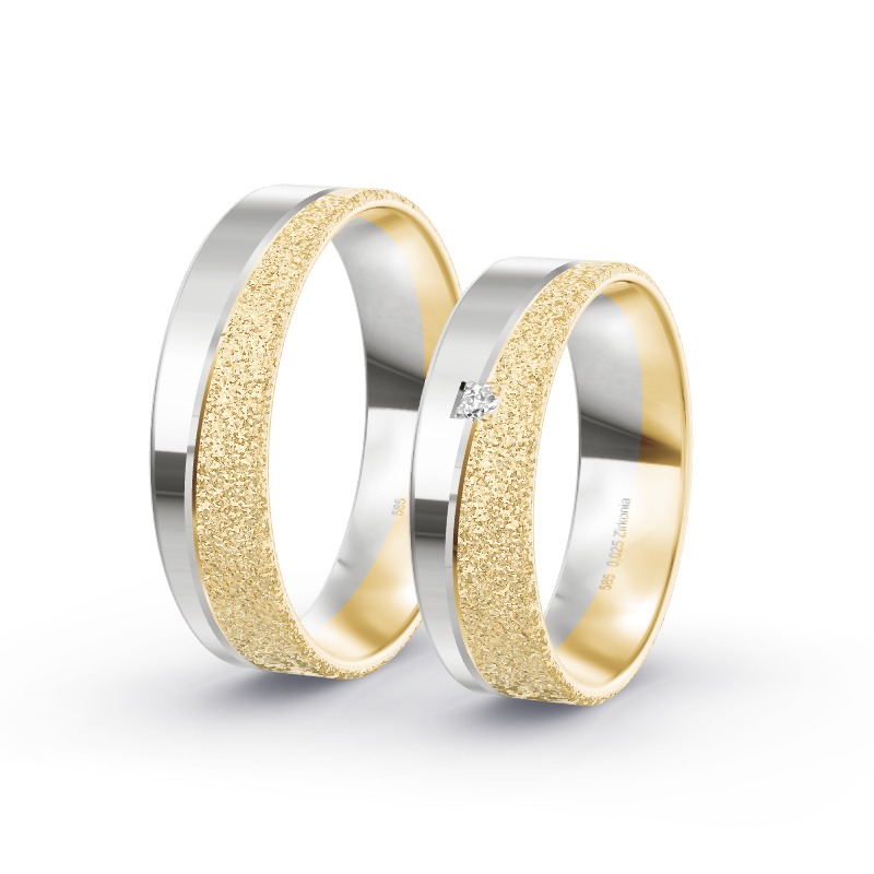 2 Eheringe / Partnerringe 585 Gold BiColor - Modell 2323 Feucht
