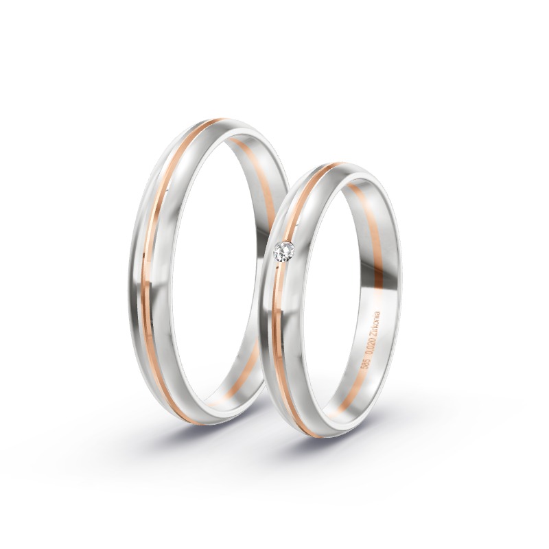 2 Eheringe / Partnerringe 585 Gold BiColor - Modell 2428 Kempen