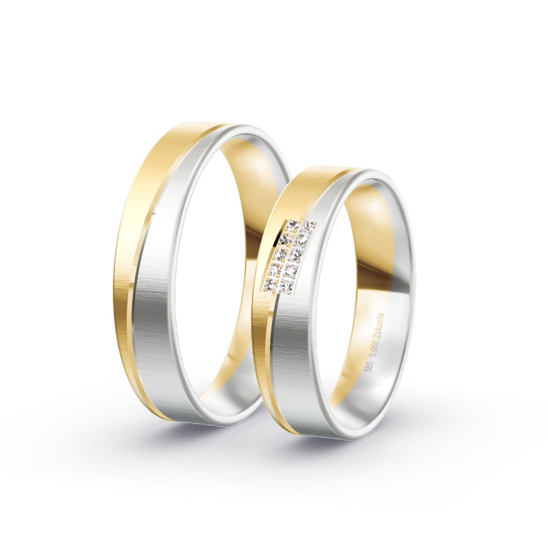 2 Eheringe 585 Gold BiColor - Modell 2305 Speyer