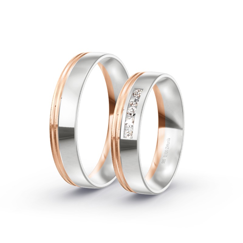 2 Eheringe / Partnerringe 585 Gold BiColor - Modell 2376 Merching