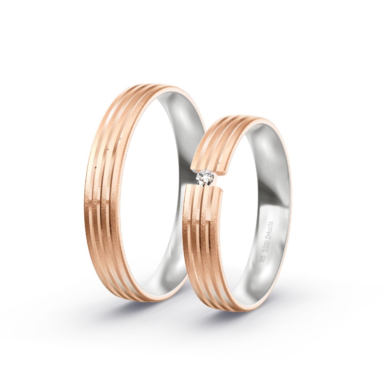 2 Eheringe / Partnerringe 585 Gold BiColor - Modell 2357 Hallstadt