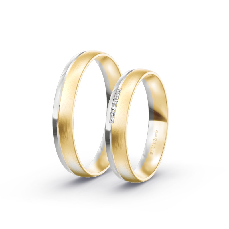 2 Trauringe / Eheringe Weiß-/Gelbgold Bi-Color - Modell 1635 Dinkelsbühl