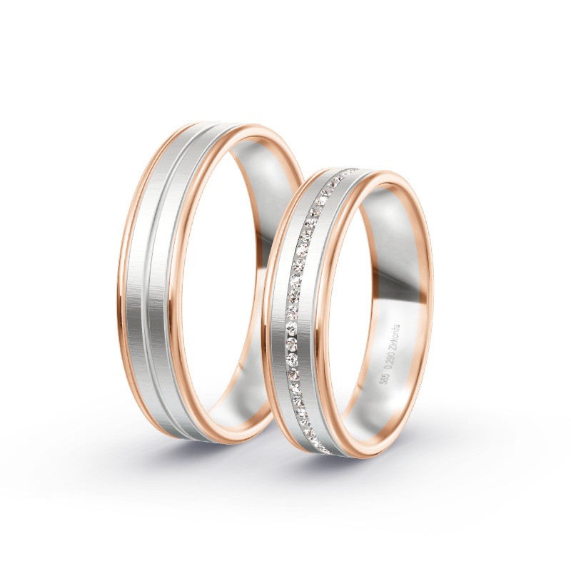 2 Eheringe / Partnerringe 585 Gold BiColor - Modell 2424 Langenfeld
