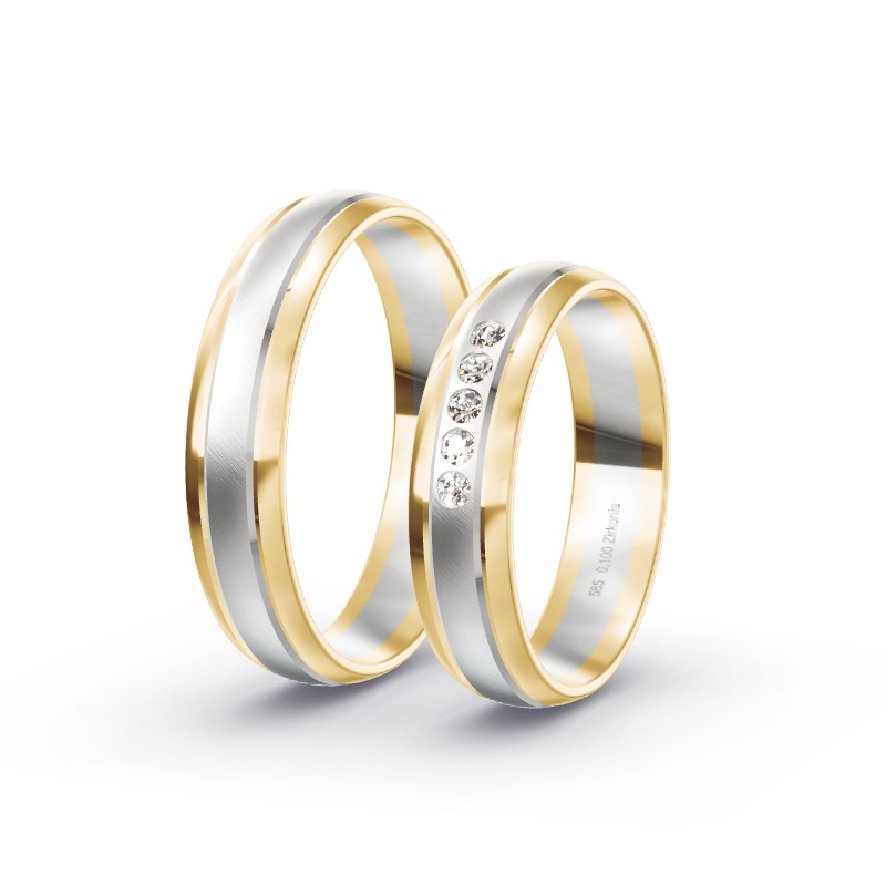 2 Eheringe / Partnerringe 585 Gold BiColor - Modell 2341 Kronshagen