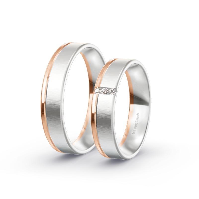 2 Eheringe / Partnerringe 585 Gold BiColor - Modell 2440 Wittenburg