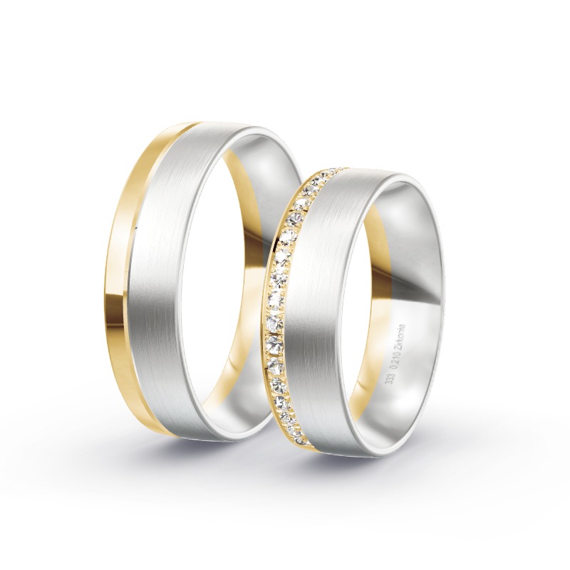 2 Eheringe / Partnerringe BiColor Modell 1863 Harzgerode