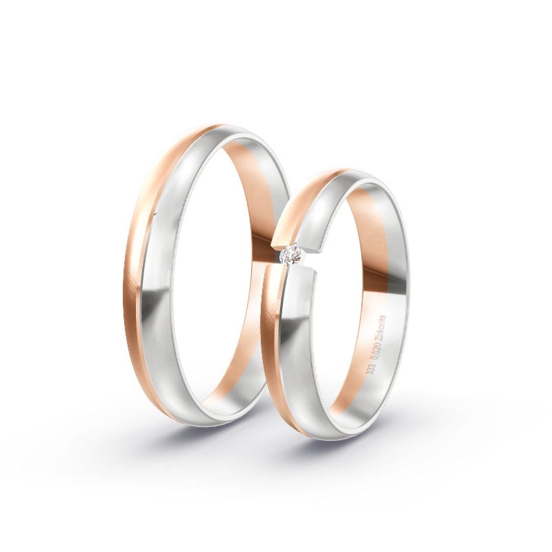 2 Eheringe / Partnerringe BiColor - Modell 2236 Eschenbach