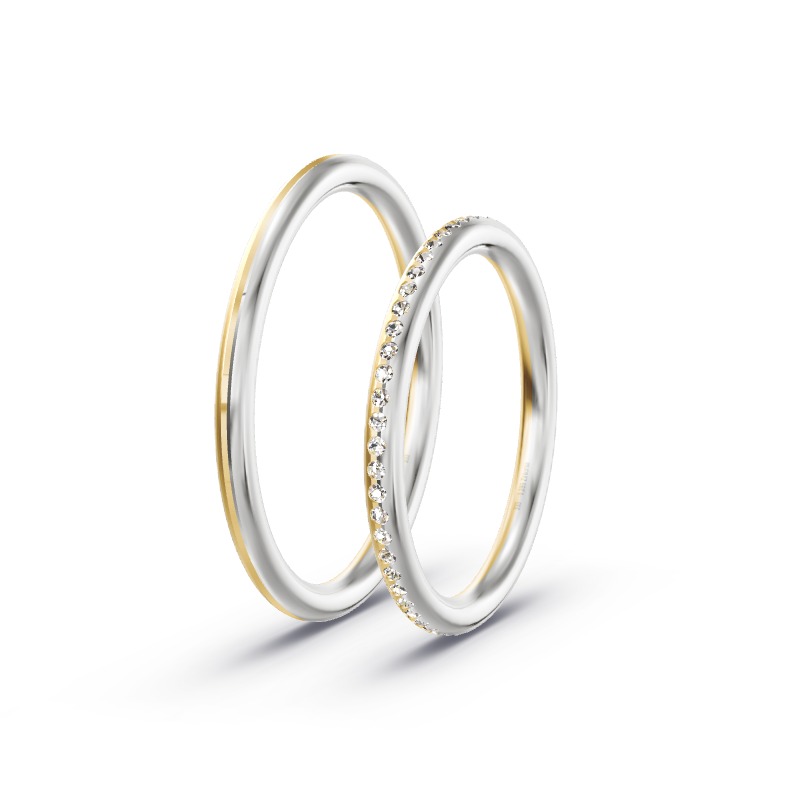 2 Eheringe / Partnerringe BiColor - Modell 2335 Grasberg