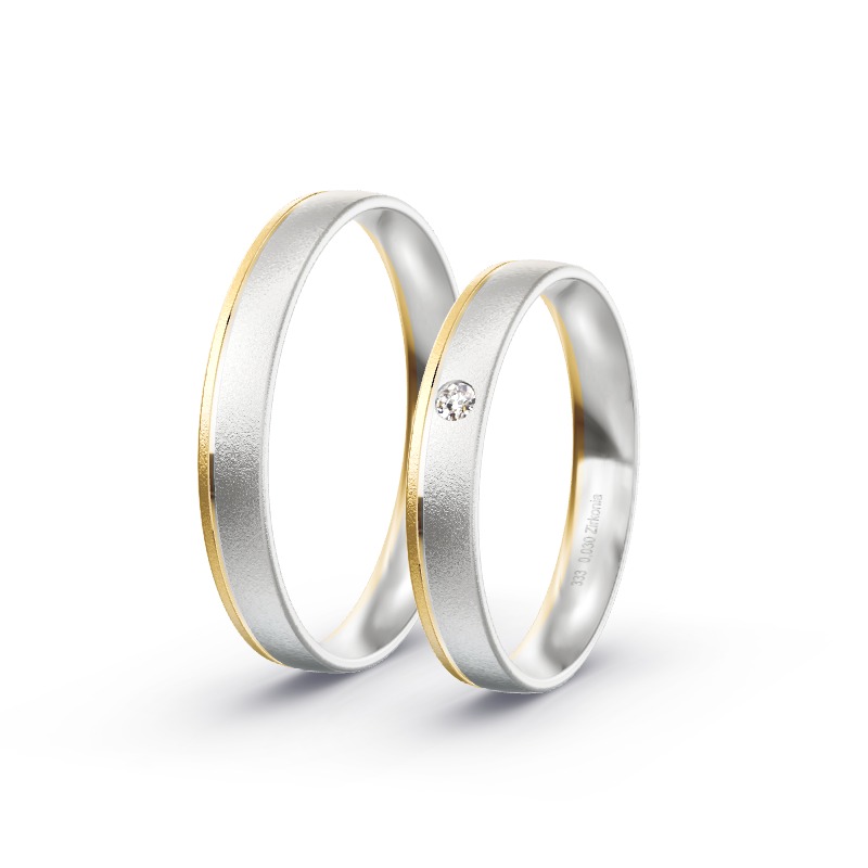 2 Eheringe / Partnerringe BiColor Modell 1756 Bichl