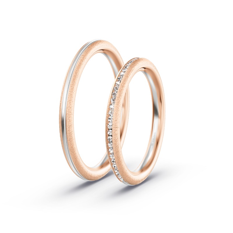 2 Eheringe / Partnerringe BiColor - Modell 2233 Schwarzenfeld