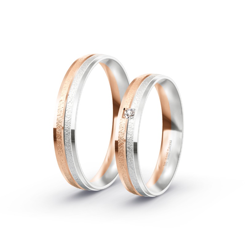 2 Eheringe / Partnerringe 585 Gold BiColor - Modell 2384 Thyrnau