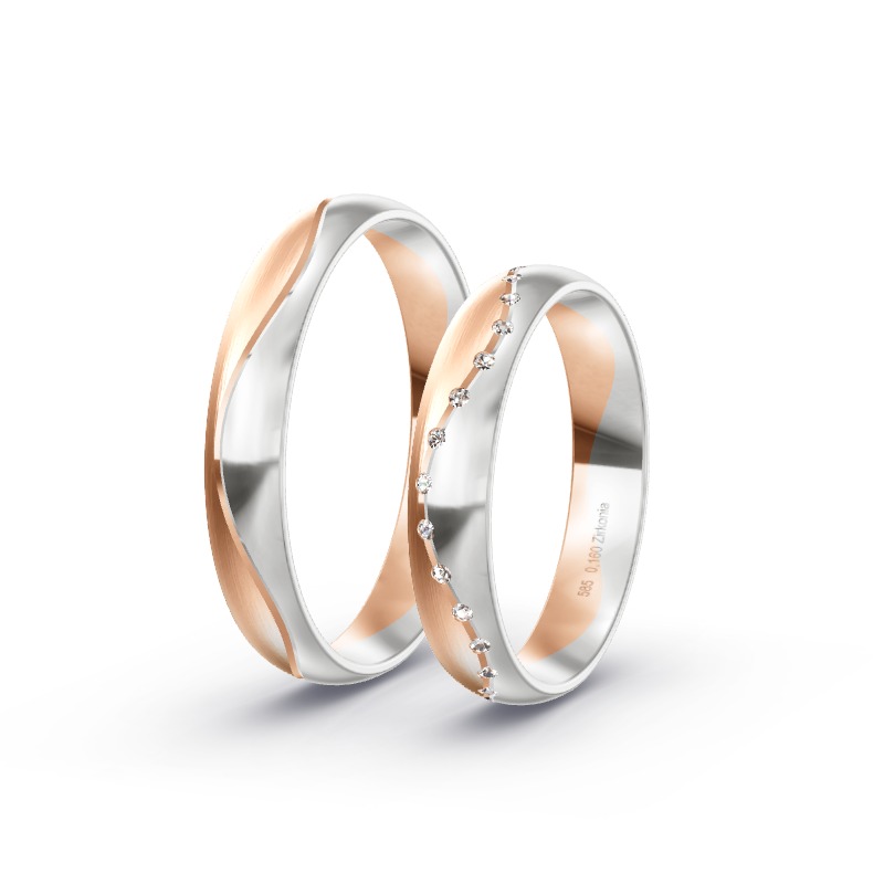 2 Eheringe / Partnerringe 585 Gold BiColor - Modell 2370 Eichstätt