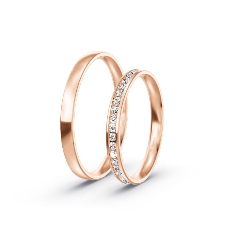 2 Eheringe / Partnerringe Roségold Modell 2514 Rust