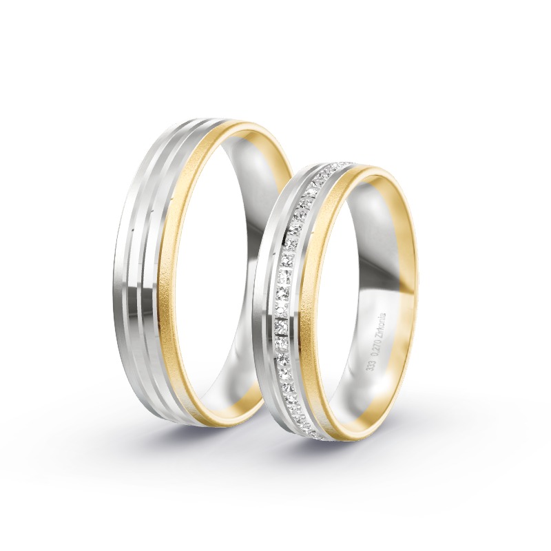 2 Eheringe / Partnerringe BiColor - Modell 2338 Glückstadt
