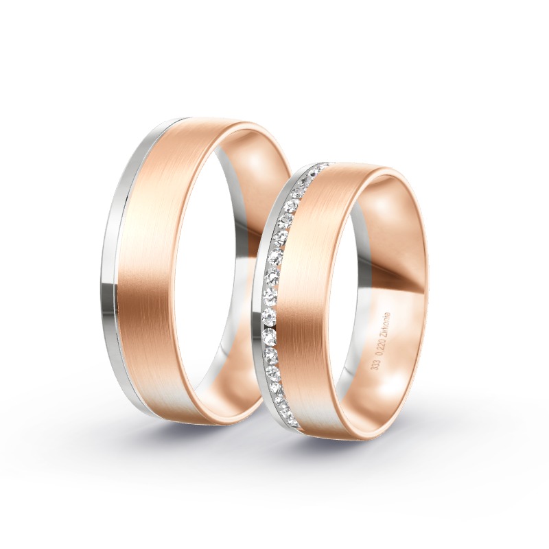 2 Eheringe / Partnerringe BiColor - Modell 1739 Holzahm