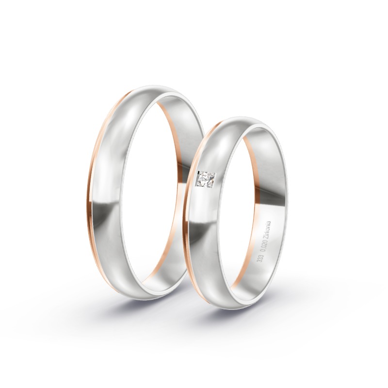 2 Eheringe / Partnerringe BiColor - Modell 2249 Wismar