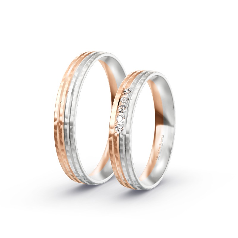 2 Eheringe / Partnerringe 585 Gold BiColor - Modell 2362 Weisendorf