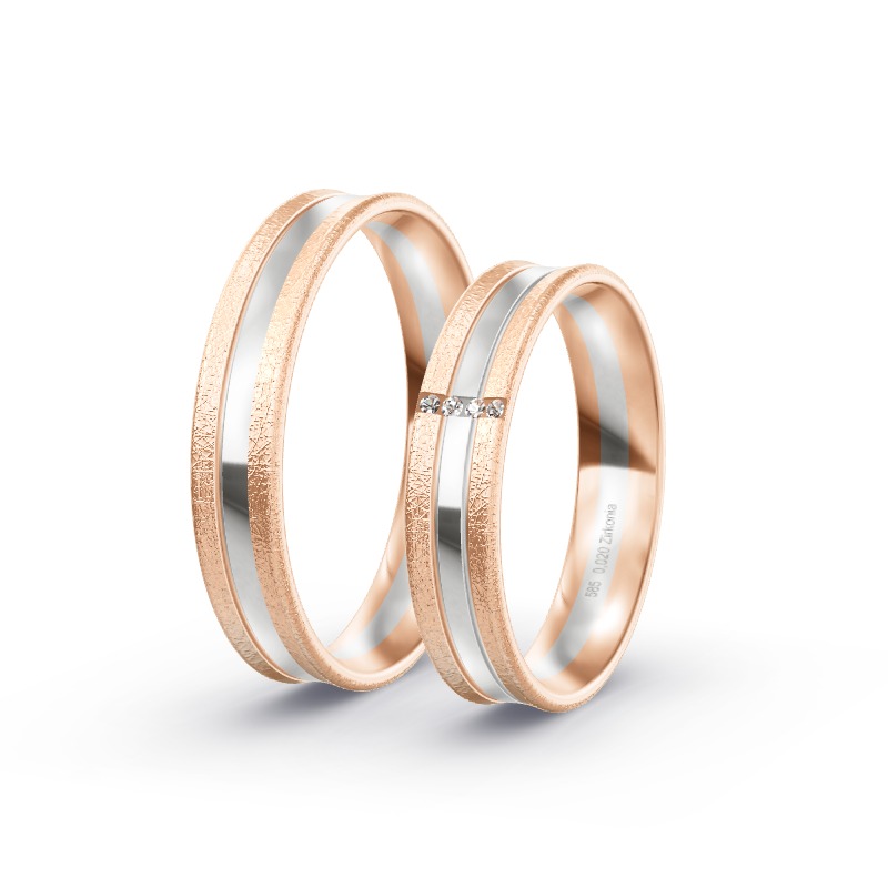 2 Eheringe / Partnerringe 585 Gold BiColor - Modell 2364 Burgbernheim