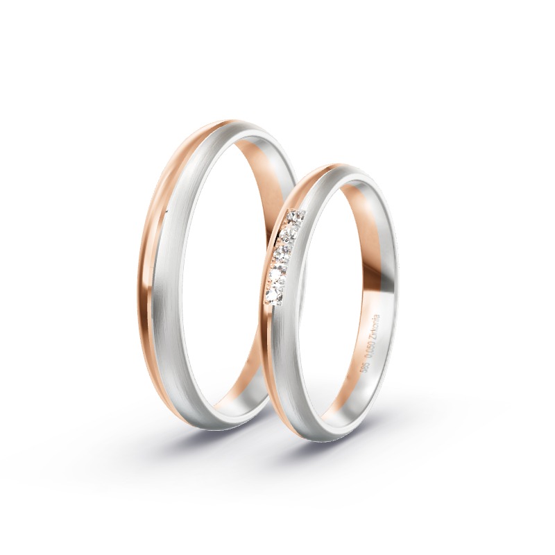 2 Eheringe / Partnerringe 585 Gold BiColor - Modell 2394 Donaustauf