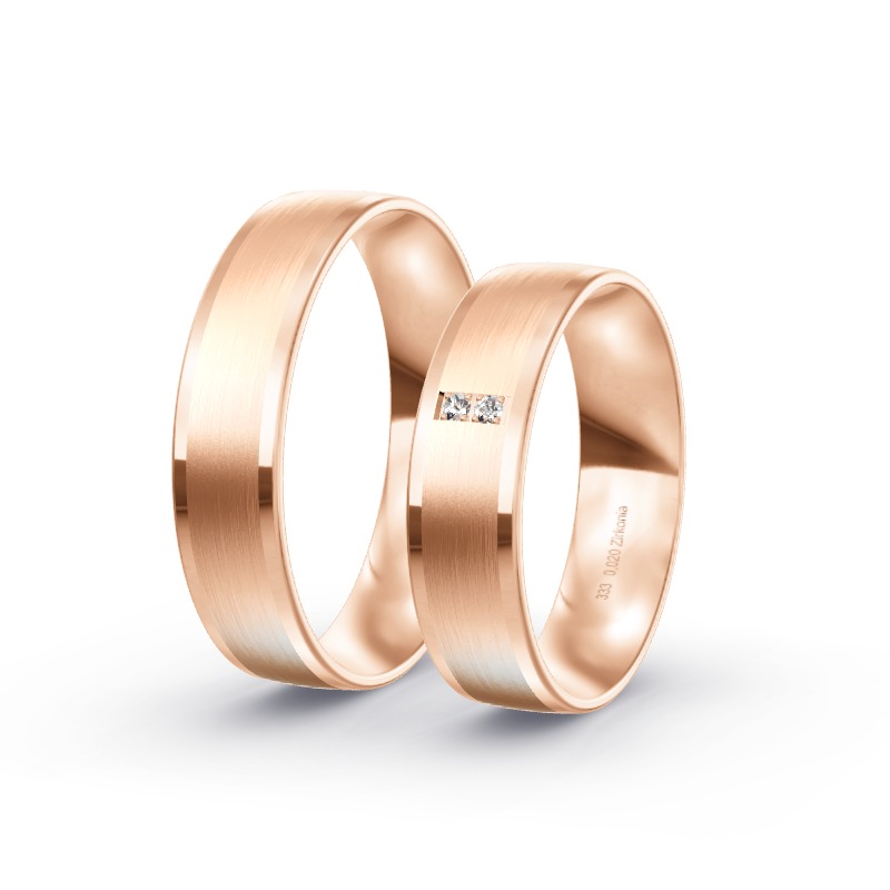 2 Eheringe / Partnerringe Roségold - Modell 1735 Ebern