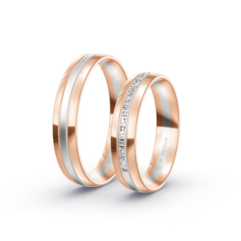 2 Eheringe / Partnerringe 585 Gold BiColor - Modell 2365 Schillingsfürst