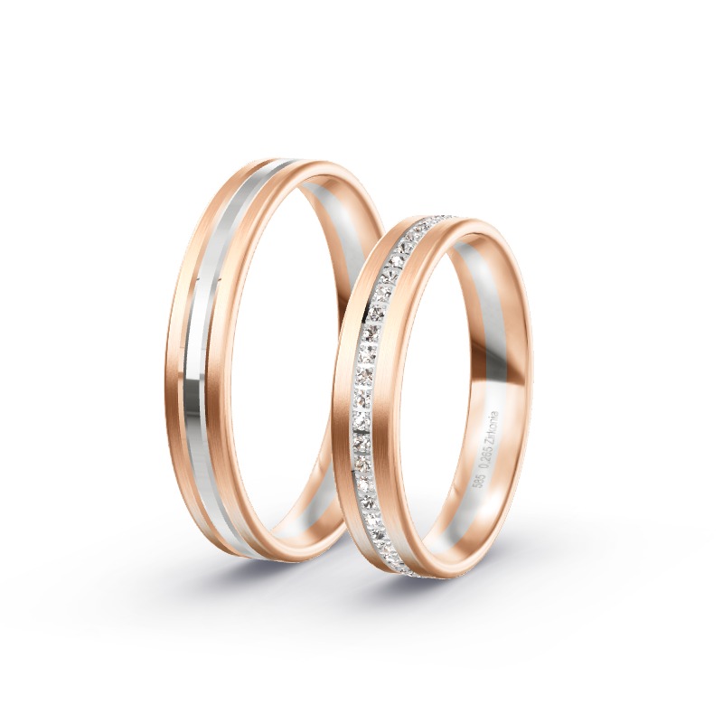 2 Eheringe / Partnerringe 585 Gold BiColor - Modell 2409 Rockenhausen