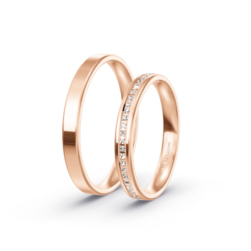 2 Eheringe / Partnerringe Roségold Modell 2528 Pullach