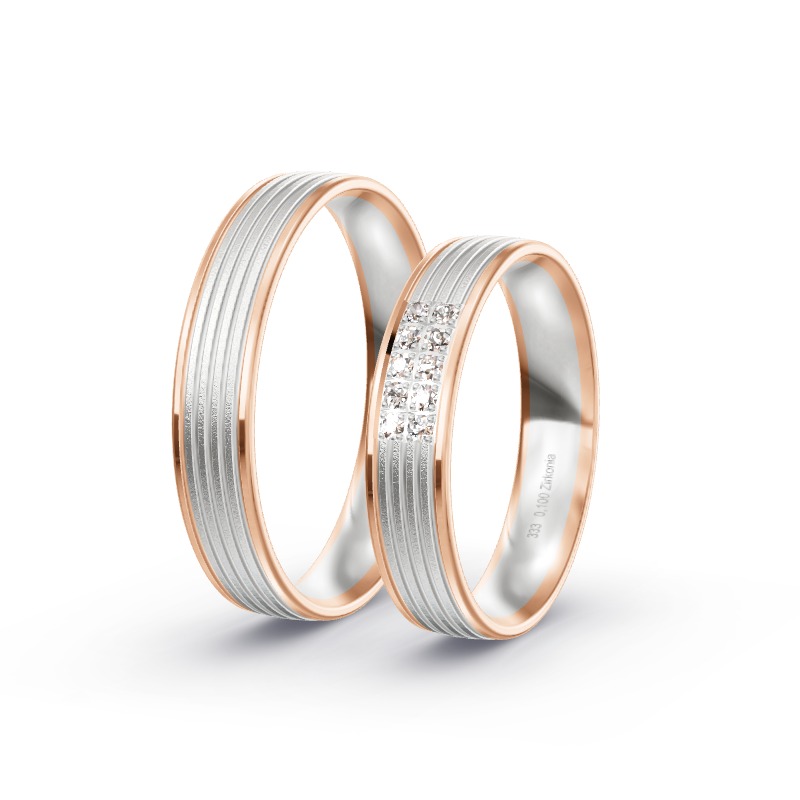 2 Eheringe / Partnerringe 585 Gold BiColor - Modell 2372 Pöttmes