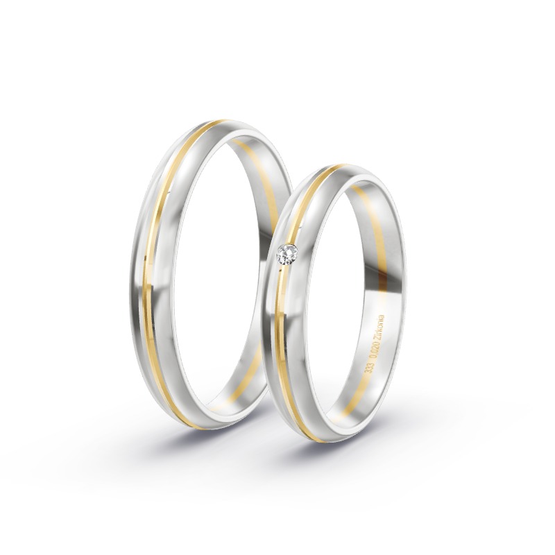 2 Eheringe / Partnerringe BiColor - Modell 2318 Freilassing