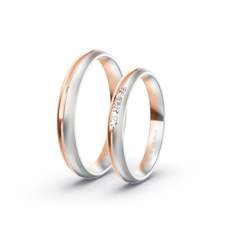 2 Eheringe / Partnerringe BiColor - Modell 2183 Schleusingen
